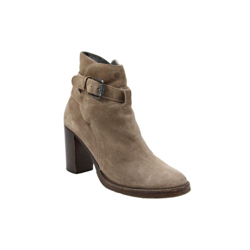 Brunello Cucinelli Womens Block Heel Buckle Strap Suede Booties Brown Size 39